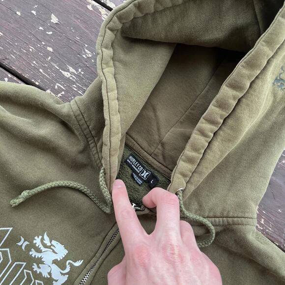 (L) Vintage 90s Hurley Faded Full Zip Up Hoodie Surf Skate - Picture 5 of 7